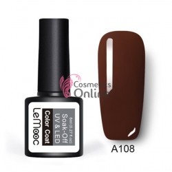 Oja semipermanenta LeMooc color UV / LED de 8 ml Cod A108 Brown + 1 Cutie sclipici Auriu Cadou